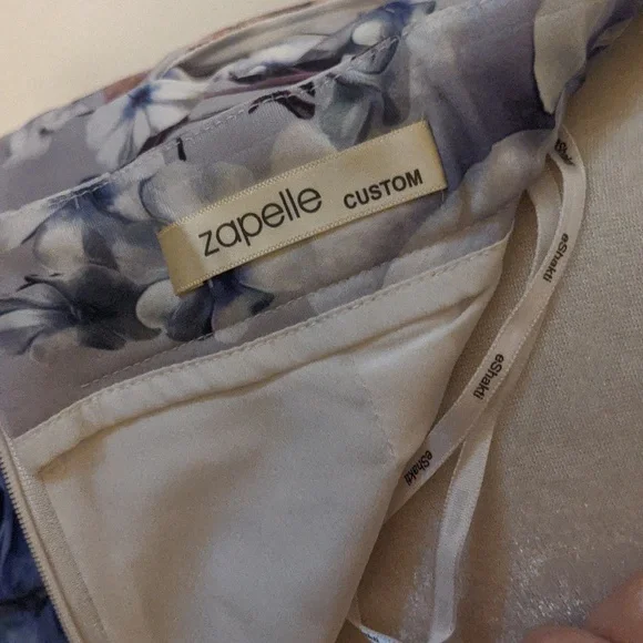 RARE NEW Custom Handmade Pale Blue Peach Purple Floral Pencil Skirt w/ Pockets! - Picture 5 of 9